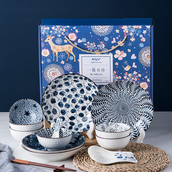 Japanese-style ceramic tableware creative exquisite Bowl Spoon plate promotional gift box gift Bowl set wholesale activity sales gift
