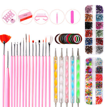 Cross-border Nail Art Tool Set Nail Art Painted Pen Point Drill Pen Nail File Rhinestone Jewelry 10-piece Set