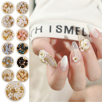 Online celebrity nail art shell flower jewelry nail sticker magic color resin flower Nail Polish glue decorative rivet Diamond mixed suit