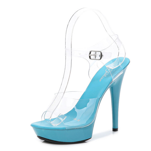 Giày Sandal Cao Gót Nữ Quai Trong Suốt Gót Nhọn Đế Xuồng Gót Cao 10cm - 12cm Màu Đen, Đỏ, Vàng, Bạc...
