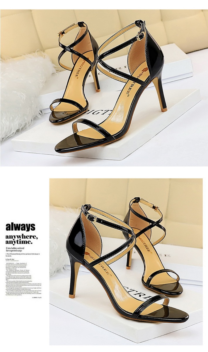 Giày sandal cao gót nữ mũi hở quai ngang kim loại phong cách quyến rũ — 126-8 Bạc 11CM, 126-8 Sâm panh 11CM, 126-8 đen 11CM, 126-8 Đồng 11CM