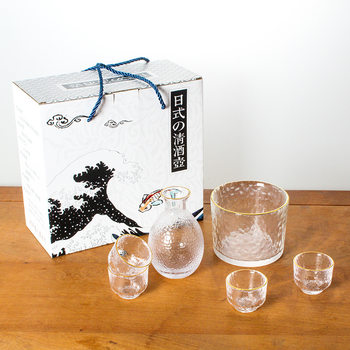 Japanese Style Hammer Mood Pattern Transparent Glass Wine Bottle Set Crystal Creative Wine Set Yellow Wine Glass Wine Dispenser Gift Pack