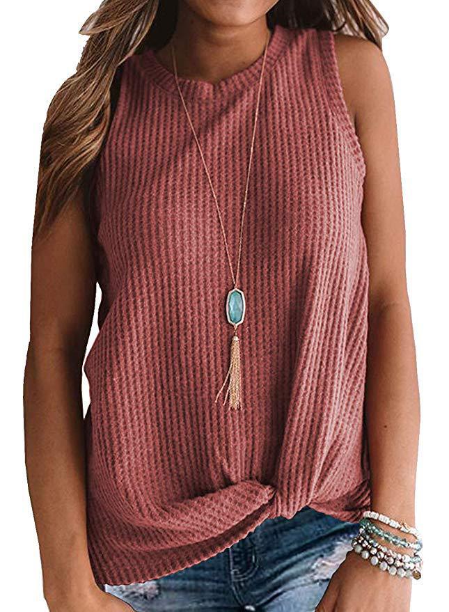 Twisted Hem Sleeveless T Shirt Fashionable Casual Style Round Neck Wholesale Supply Available custom packaging