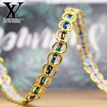 Factory direct sales of a variety of 0.5cm small Gold and Silver Line black and white small 8-character lace National Wind accessories supply