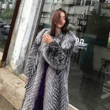 Осенне-зимняя новая шуба Haining из цельной кожи с лисьим мехом, длинная женская ветровка, модная шуба из тонкого меха