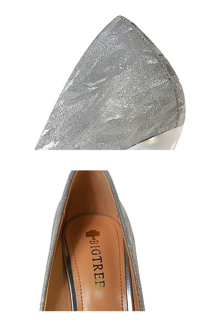 Giày cao gót nữ mũi nhọn gót thanh mảnh phối ánh kim dự tiệc — 0755-A6 bạc 7.5CM, 0755-A6 Màu Sâm panh 7.5CM