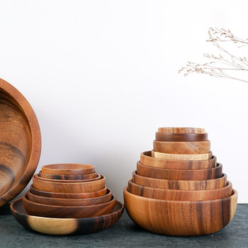 Creative acacia wood extra large whole wood salad bowl deep dish bowl kneading basin wholesale solid wood bowl can be processed