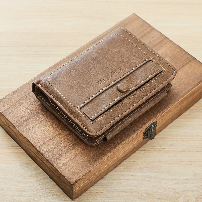 Retro men's short wallet Europe and the United States 30% discount leisure card bag multi-card zipper coin purse wholesale a generation of hair