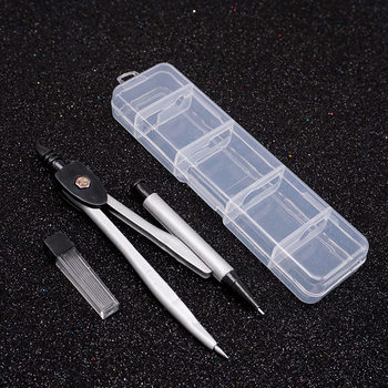 Student metal compasses set black boxed office compasses silver drawing compasses affordable 6801