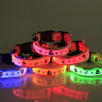 LED luminous dog collar large and medium size dog pet collar nylon webbing collar cat dog luminous collar