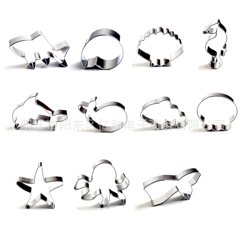 Ocean Series Stainless Steel Biscuit Mold Octopus Tail Starfish Seahorse Steamed Bread Frosting Cookie Cutting Mold