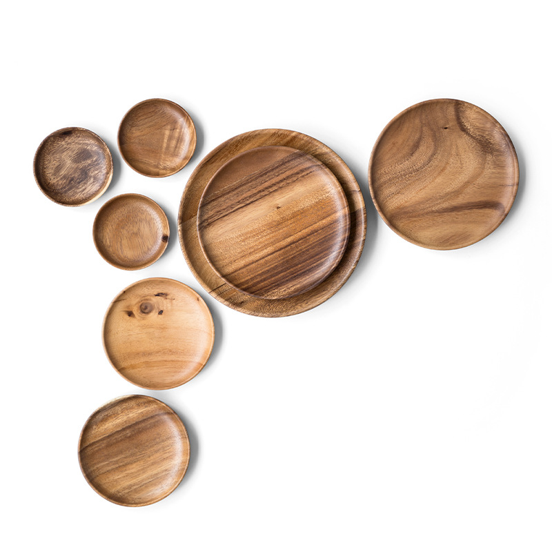 South American Walnut Wooden Japanese Tableware Refreshment Plate Wooden Fruit Dishpoint Plate Solid Wood Disc Tray