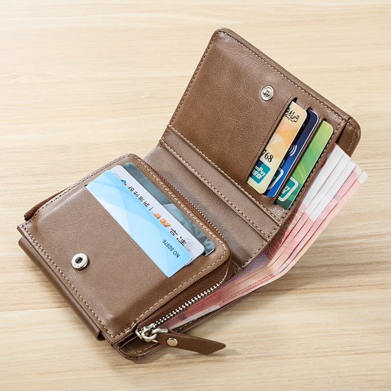Retro men's short wallet Europe and the United States 30% discount leisure card bag multi-card zipper coin purse wholesale a generation of hair