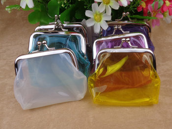 New Transparent 3 Inch Clip Coin Purse, PPC Material Coin Key Gift Bag Transparent Printing Bag