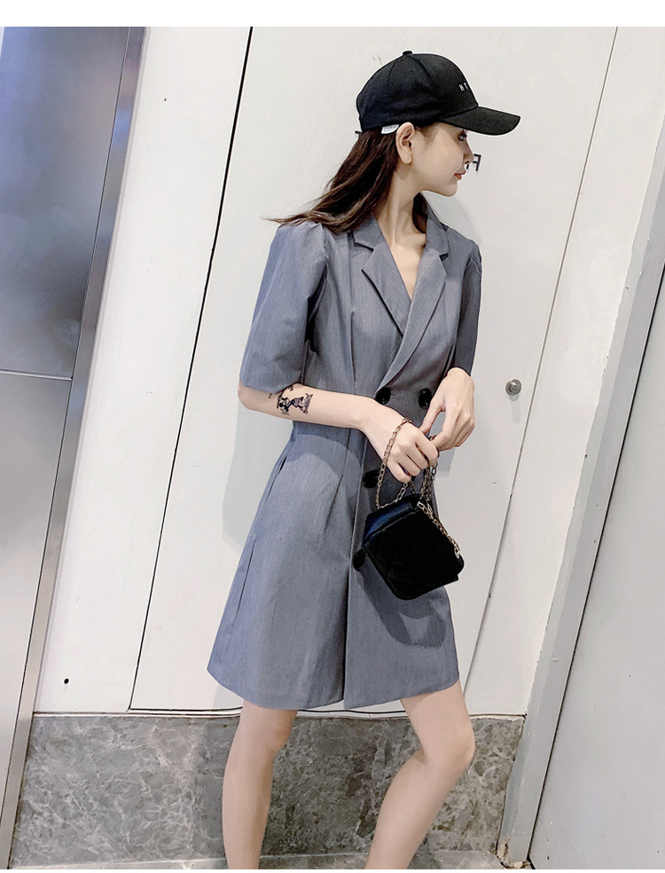 Chân váy xếp ly nữ xòe dáng chữ A, cạp cao, tay ngắn, phong cách Hàn Quốc — Xám chi tiết 3