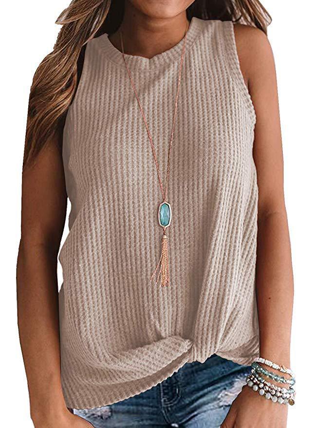 Twisted Hem Sleeveless T Shirt Fashionable Casual Style Round Neck Wholesale Supply Available custom packaging