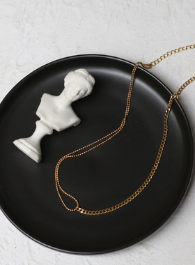 简约双链条钛钢镀金锁骨链