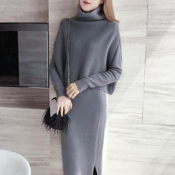 Sweater Two-Piece Skirt Women's New 2023 Mid-Length Fashionable Suit Slim Fit Versatile Autumn and Winter Long-Sleeved Trend