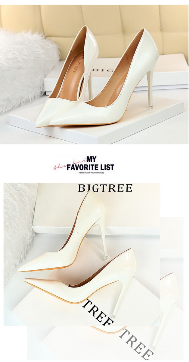 Giày cao gót nữ mũi nhọn da bóng gót nhọn siêu cao phong cách thanh lịch — 9511-6 Đen 10,5 cm, 9511-6 Lạc Đà 10.5CM, 9511-6 Màu Đỏ 10.5CM, 9511-6 màu nâu 10.5CM