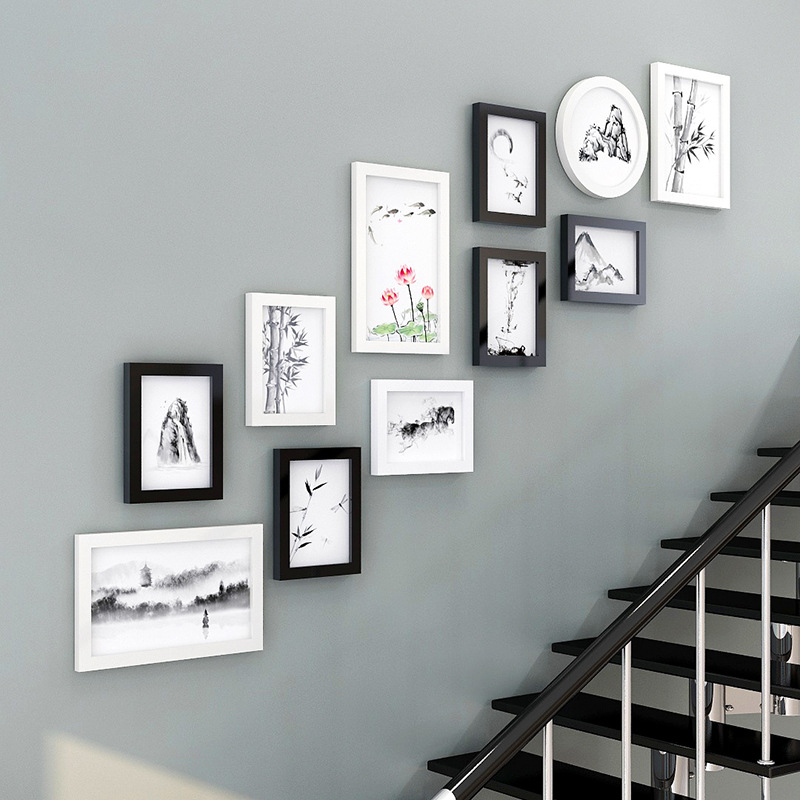 012-11 Staircase Wholesale Building Photo Wall Photo Frame Wall Combination Living Room Dining Room Sofa Background Wall Photo Frame Picture Frame