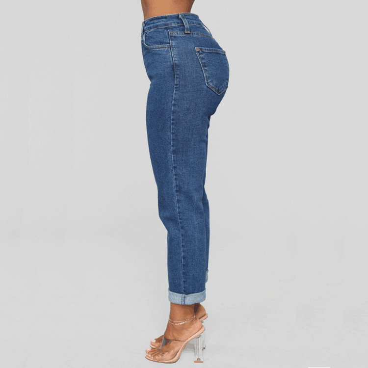 High Waisted Loose Fit Jeans Straight Leg Mid Length Casual Style Perfect for Everyday Wear Wholesale Available
