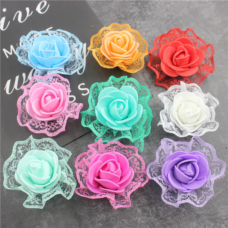 3.5 ซม.โฟมจำลองเข็มขัดลูกไม้ PE Rose ดอกไม้ตกแต่งดอกไม้ พวงม...