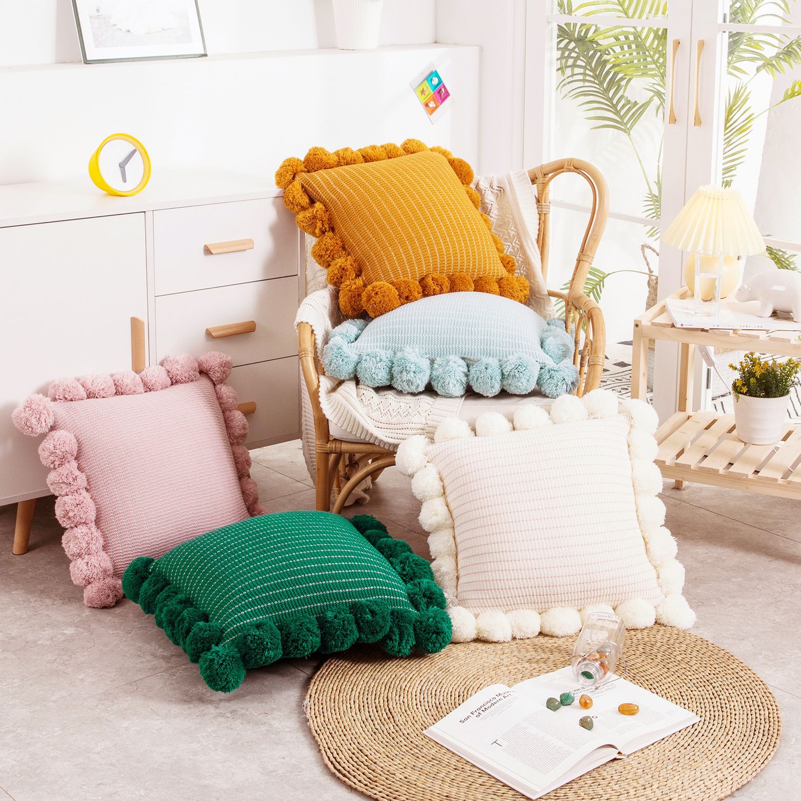 ins Style Big Ball Nordic Knitted Pillow Pillow Cushion Office Waist Pillow Sofa Home Soft Accessories