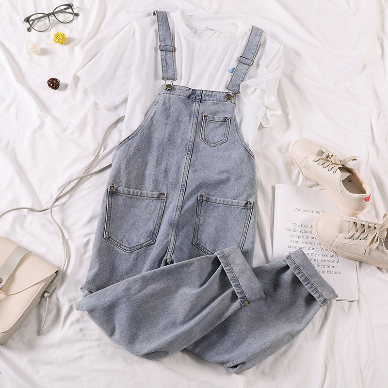 Womens Denim Overalls Loose Fit Harem Style Slimming Design Casual Spring and Autumn Wear Wholesale Available