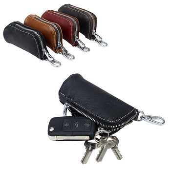 Top layer cowhide car key bag mini home key bag cylinder women's compact remote control multi-function soft leather