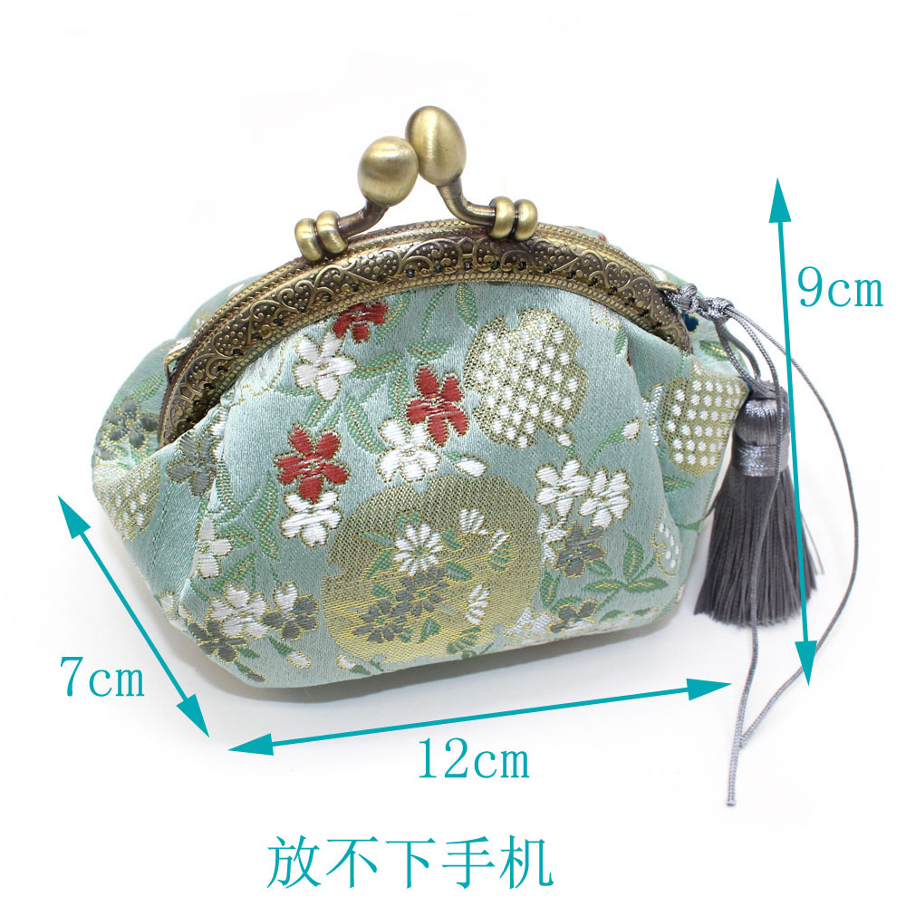Pure handmade high-grade brocade retro ladies change purse key bag non-mobile phone bag mouth gold bag finished product wholesale