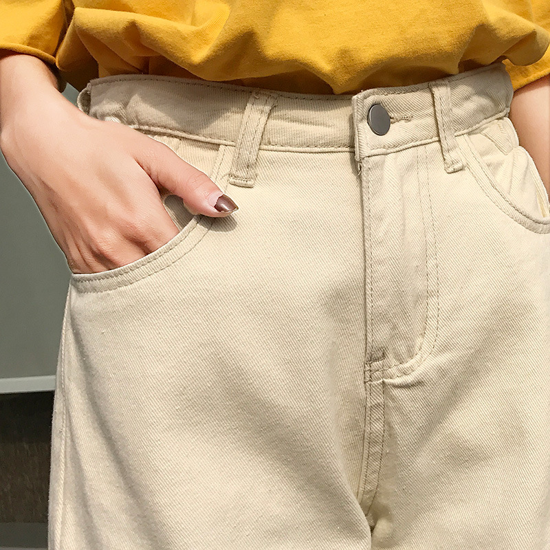 High Waisted Denim Pants for Women Loose Fit Korean Style Light Color Slimming Effect Casual Autumn Wear