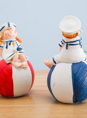 新款地中海风格沙滩椅情侣娃娃孩女孩样板房装饰家居摆件装饰