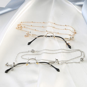 New style decorative mirror no lens metal glasses lower half frame water drop decorative chain pendant glasses frame 2911