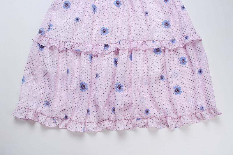 Đầm maxi nữ thắt eo chất liệu voan chiffon in họa tiết dân tộc — Hồng chi tiết 13