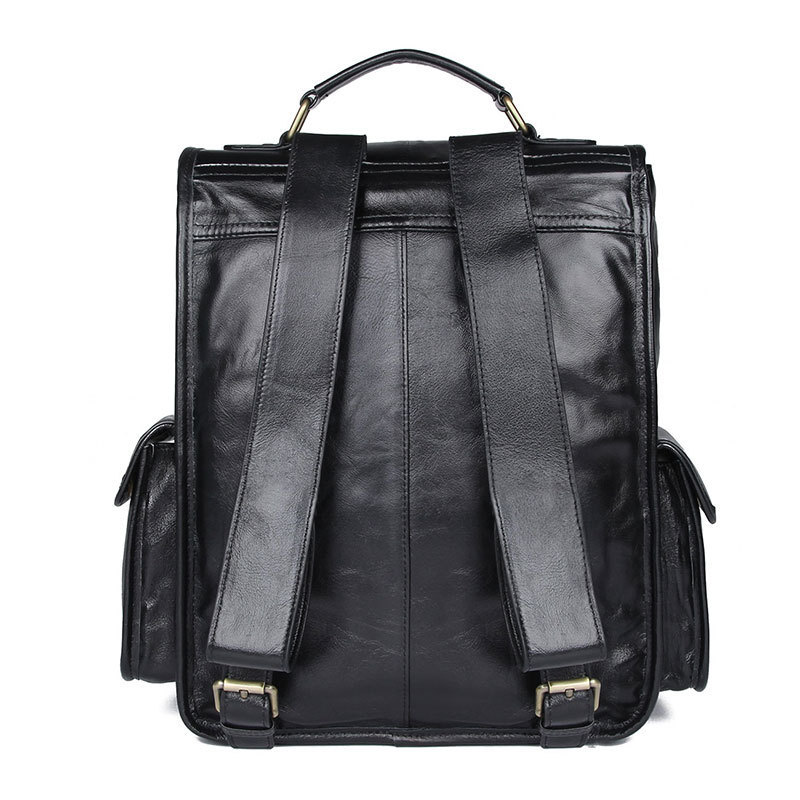 Ba lô nam da bò thật phong cách cổ điển, balo laptop 14 inch chống nước — Màu Cà phê nhạt, Màu đen