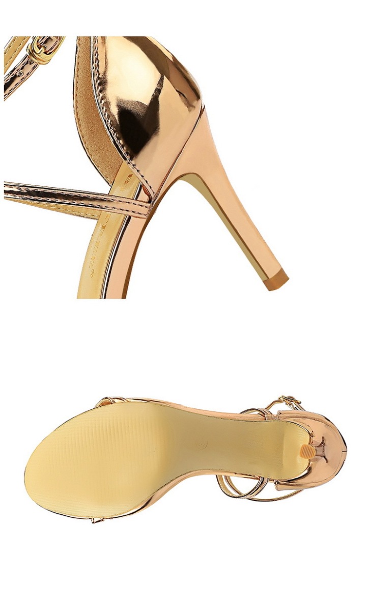 Giày sandal cao gót nữ mũi hở quai ngang kim loại phong cách quyến rũ — 126-8 Bạc 11CM, 126-8 Sâm panh 11CM, 126-8 đen 11CM, 126-8 Đồng 11CM