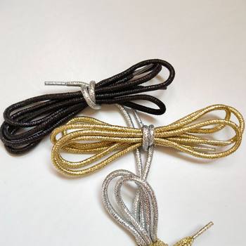 Factory direct 3mm colorful pearlescent shoelace gold silver onion round shoelace hat rope black and white gold wholesale