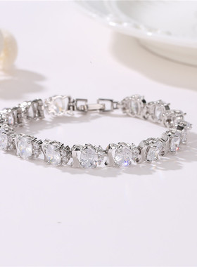 发欧美风格时尚玫瑰金锆石手链小清新简约镶钻女士手链手镯