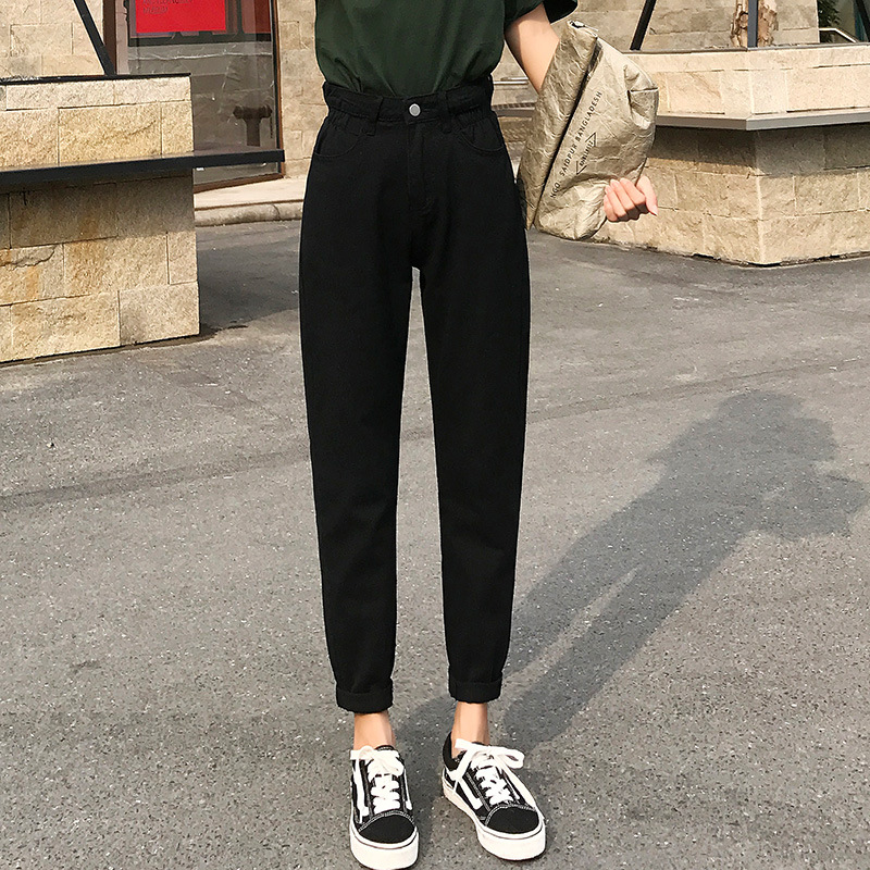 High Waisted Denim Pants for Women Loose Fit Korean Style Light Color Slimming Effect Casual Autumn Wear