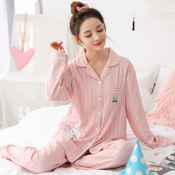 Pure Cotton Cardigan with a Turn-Down Collar, Long-Sleeve Set for Maternity Wear, Postpartum Clothing, Breastfeeding-Friendly, All-Cotton Pajamas for Women, Wholesale, with Pocket Print