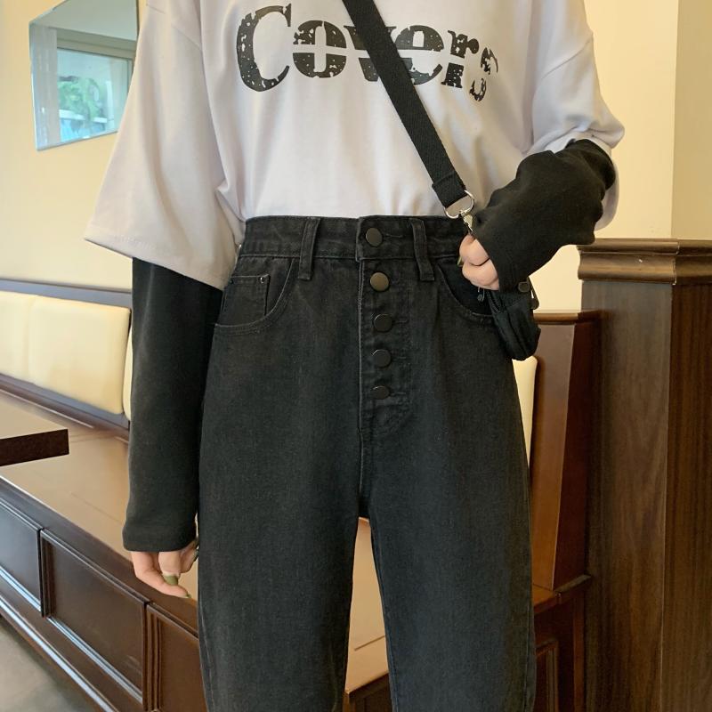 High Waisted Vintage Straight Leg Jeans Korean Style Loose Fit Casual Wear Spring Collection Wholesale Available