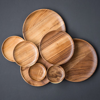 South American Walnut Wooden Japanese Tableware Refreshment Plate Wooden Fruit Dishpoint Plate Solid Wood Disc Tray