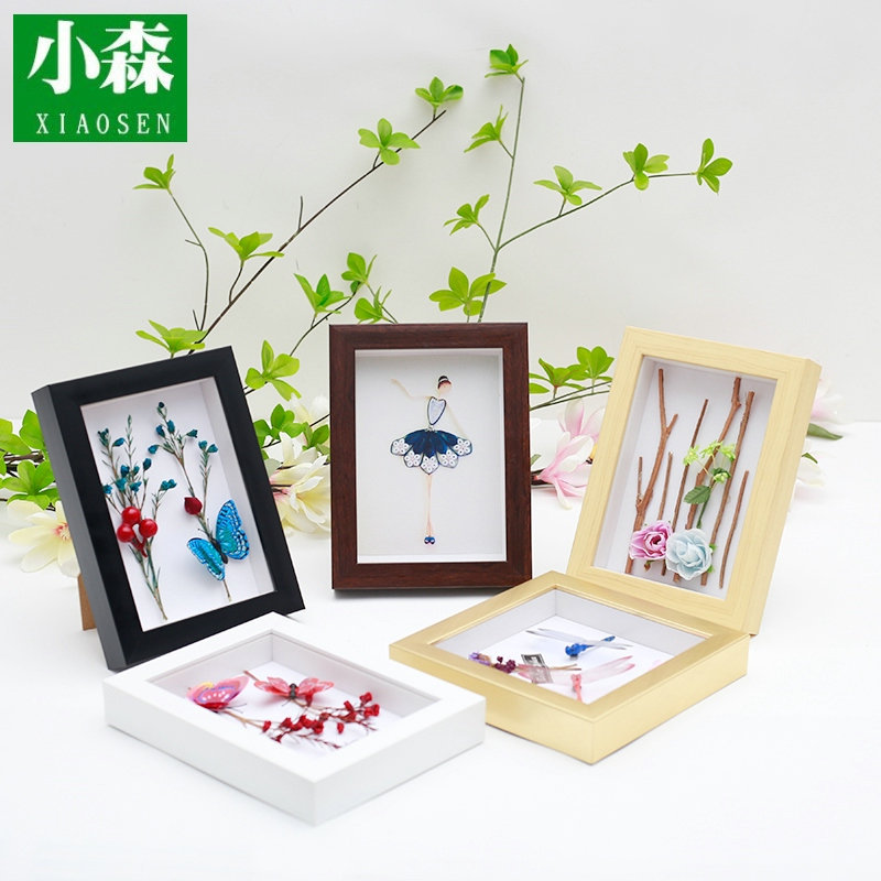Hollow three-dimensional photo frame thickened footprints butterfly specimen mounting creative handmade diy paper dried flower picture frame