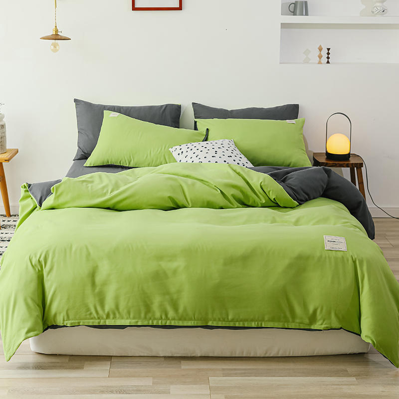 Autumn and Winter Washed Cotton Four-Piece Bed Bed Sheets Quilt Cover Brushed Bedding Men's and Women's Single Bed Student Dormitory Three-Piece Set