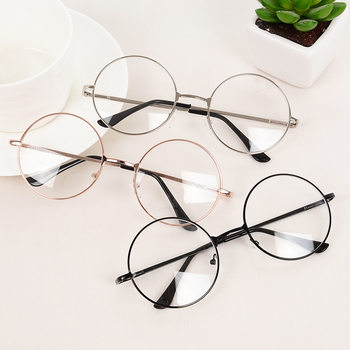 Glasses Frame Round Women's Korean Style Fashionable Retro Gold Silk Polygon Glasses Round Frame Glasses Frame Internet Popular Men's Flat Glasses