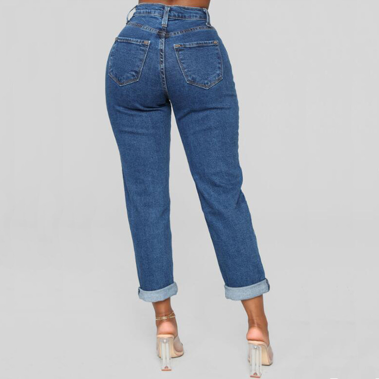 High Waisted Loose Fit Jeans Straight Leg Mid Length Casual Style Perfect for Everyday Wear Wholesale Available