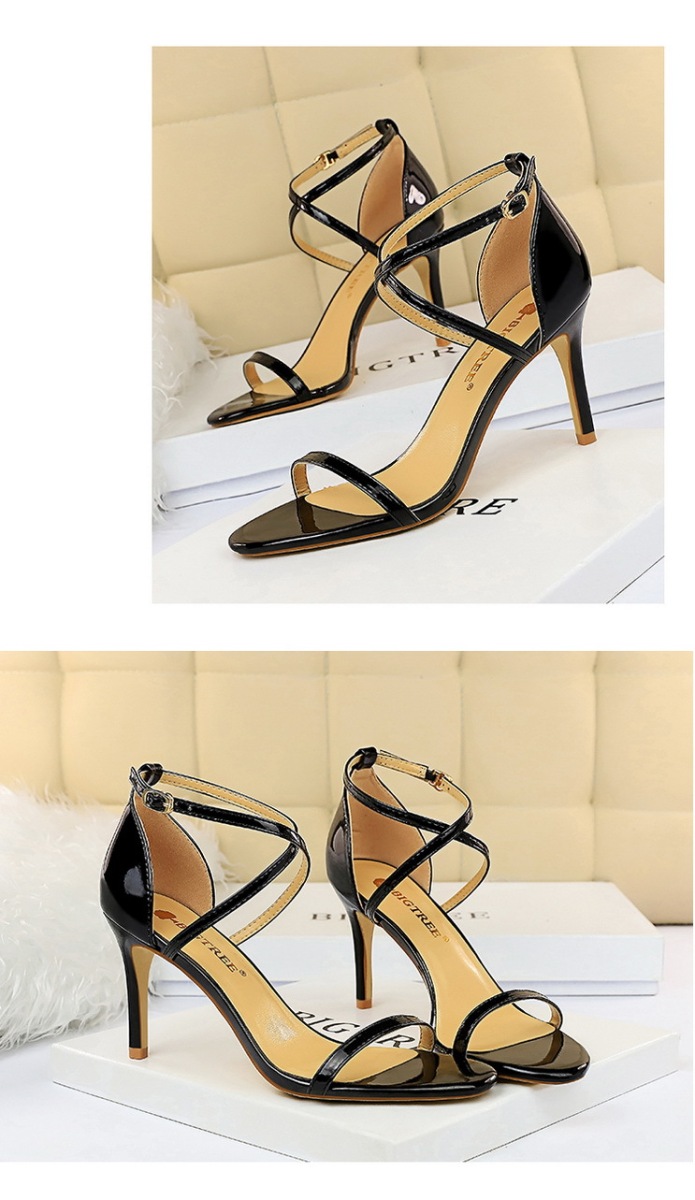 Giày sandal cao gót nữ mũi hở quai ngang kim loại phong cách quyến rũ — 126-8 Bạc 11CM, 126-8 Sâm panh 11CM, 126-8 đen 11CM, 126-8 Đồng 11CM
