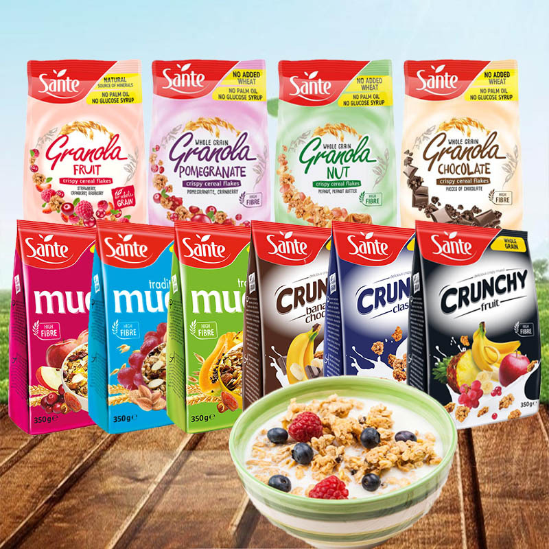 Sante European Poland imported dry crispy oatmeal instant mixed fruit breakfast instant drink-free coarse grain 350g