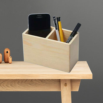 Wooden Pen Container Office Supplies Desktop Cosmetic Brush Storage Box Creative Fashion Multifunctional Student Stationery Box Wooden
