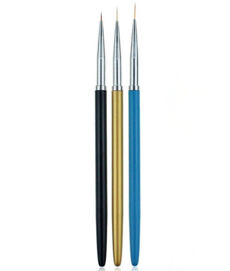 Nail art 3 metal rod pull line brush painting brush nail tools color painting pen 3 sets of pull line pen
